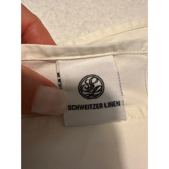 Schweitzer Linens KING Egyptian Cotton Ivory Sheets HAND EMBROIDERY ITALY 3 sham - Picture 9 of 12